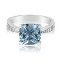 Zlatý dámsky prsteň DF 3487 z bieleho zlata, topás swiss blue s diamantmi
